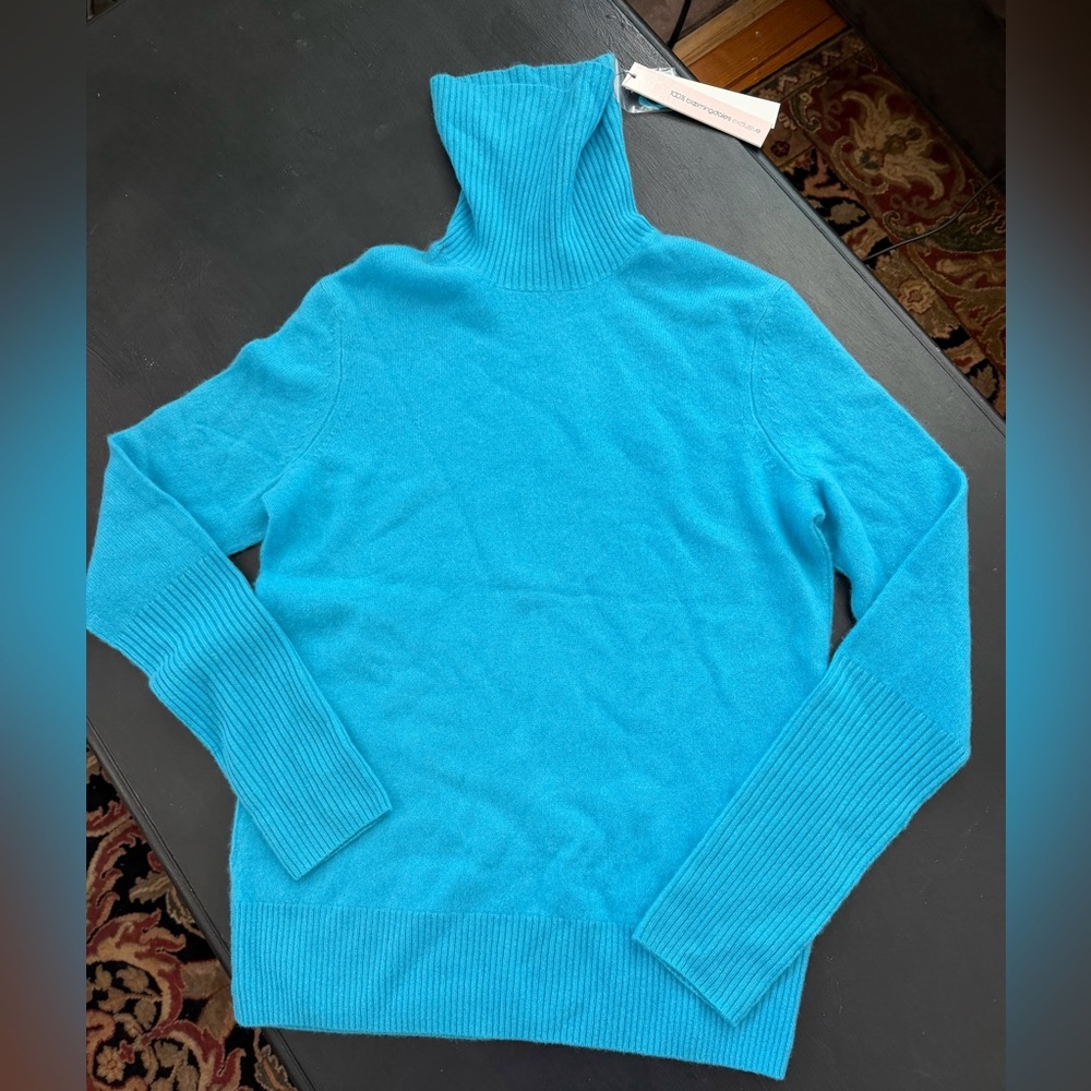 New Cashmere Turtleneck Sweater by Aqua NWT Small Arctic Blue